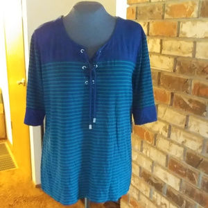 Liz Claiborne bright colored lace--up top